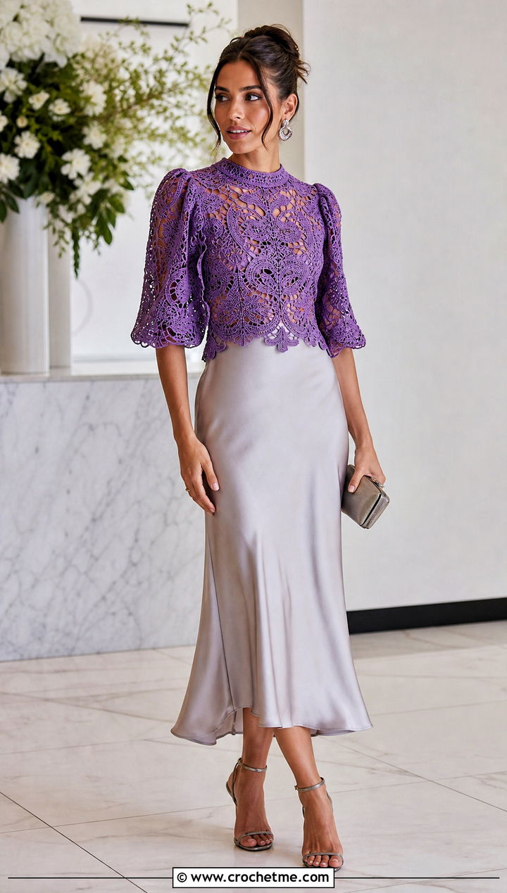 Zimmermann Awaken Lace Crochet Top With Satin Midi Skirt - 15 zimmermann crochet top outfit ideas