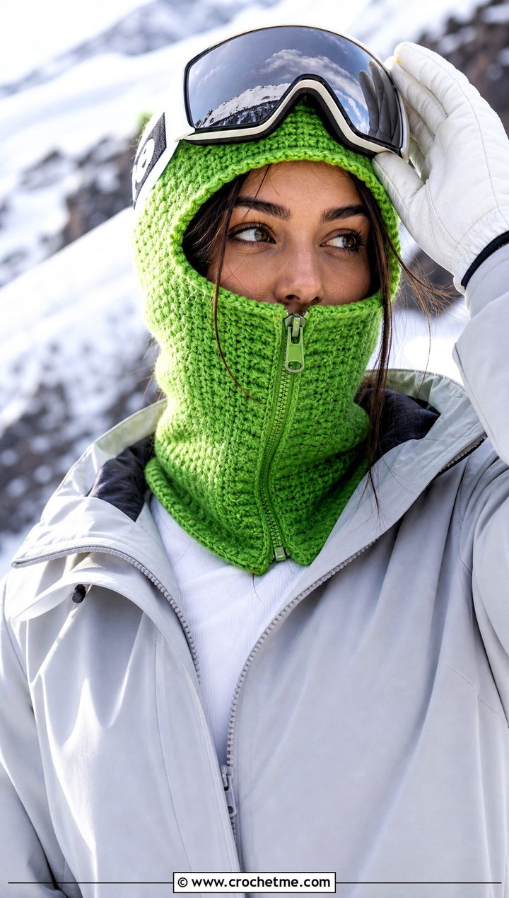Zip Front Crochet Balaclava With Technical Shell - 20 crochet balaclava ski mask outfit ideas
